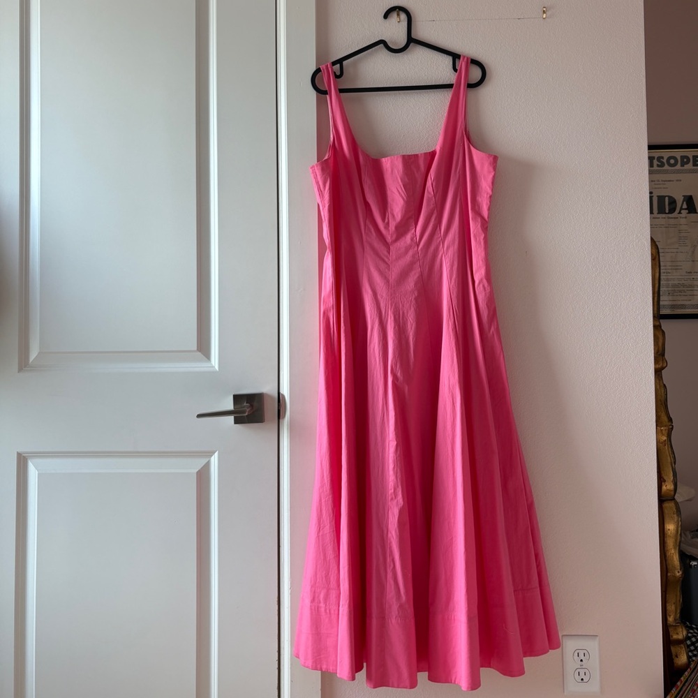 STAUD Vibrant Pink Midi Dress